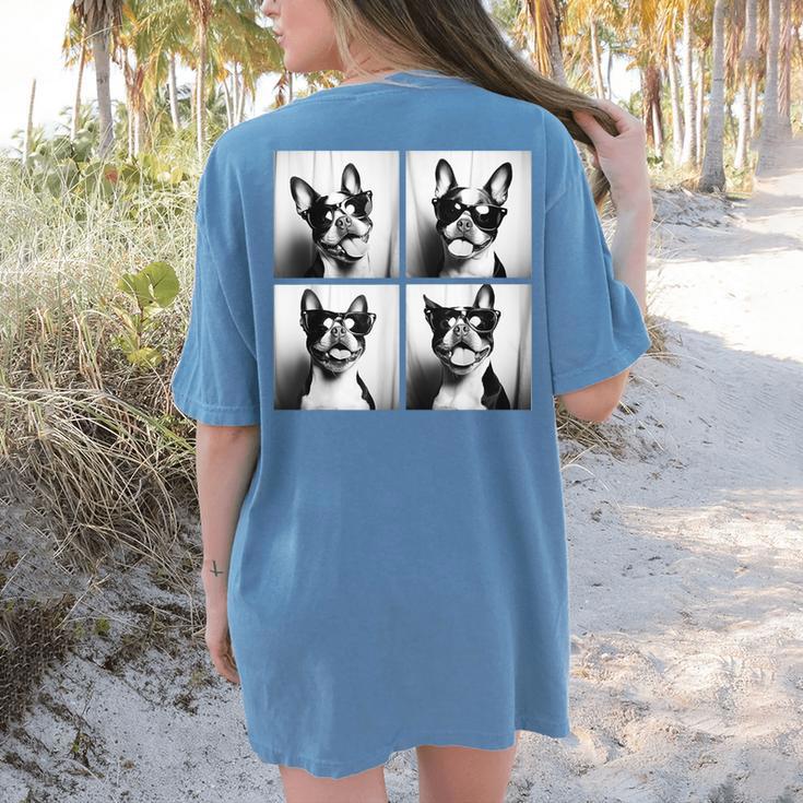 Boston Terrier Dogs With Sunglasses Photo Pets Meme Women's Comfort Colors T-Shirt Back Print
