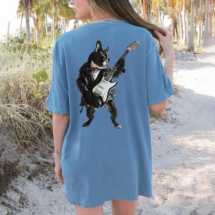 Boston Terrier Guitar Women's Comfort Colors T-Shirt Back Print