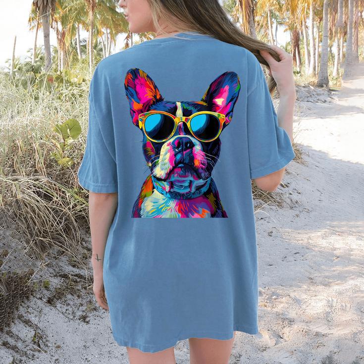 Boston Terrier Lovers Pop Art Boston Terrier Women's Comfort Colors T-Shirt Back Print