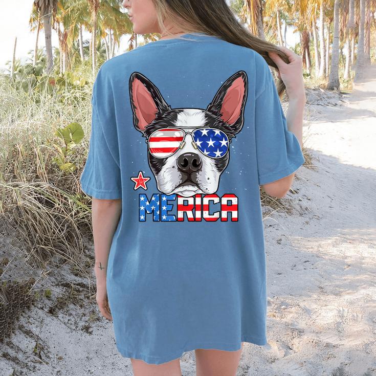 Boston Terrier Merica 4th Of JulyShirt Men Boys Dog Puppy Women's Comfort Colors T-Shirt Back Print