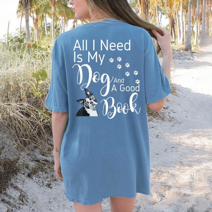 Boston Terrier Reading Books Love My Dog Men Women Kids T-Shirt Women's Comfort Colors T-Shirt Back Print
