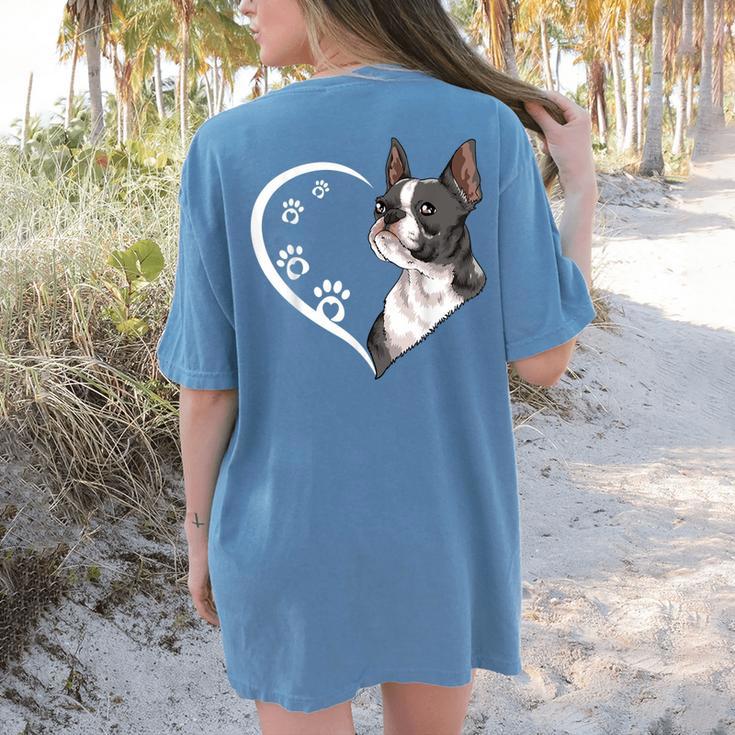 Boston Terrier Shirts For Women Girls Kids Heart Cute Women's Comfort Colors T-Shirt Back Print