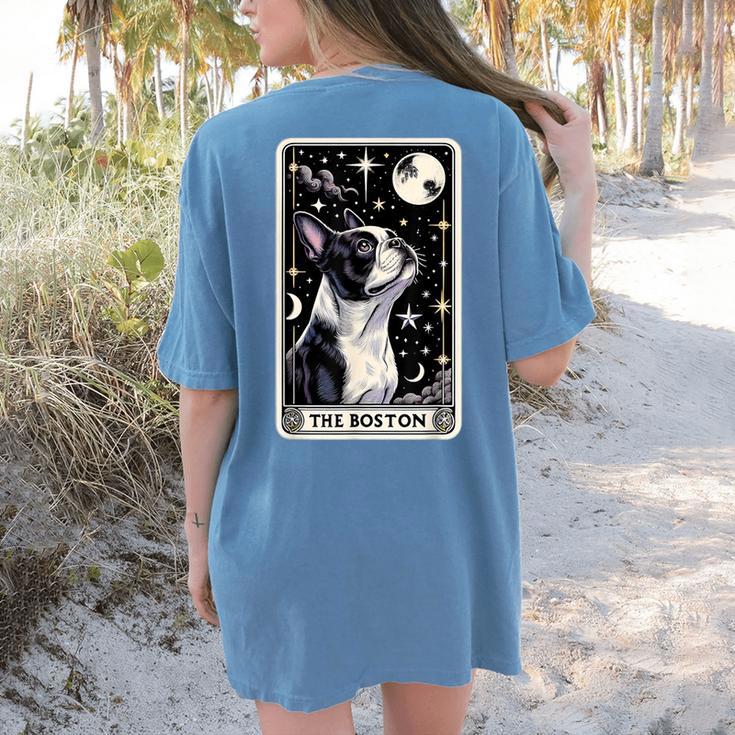 Boston Terrier Tarot Card Star With The Moon Men Women Kids Women's Comfort Colors T-Shirt Back Print