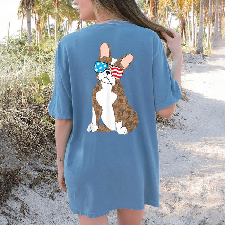 Brindle Boston Terrier Dog Patriotic Shirt USA Flag Women's Comfort Colors T-Shirt Back Print