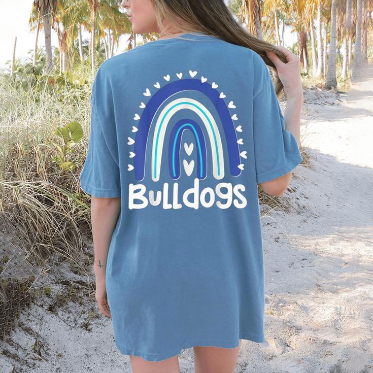 Bulldogs School Mascot Rainbow Teacher Lover Women's Comfort Colors T-Shirt Back Print Bulldogs School Mascot Rainbow Teacher Lover Women's Comfort Colors T-Shirt Back Print