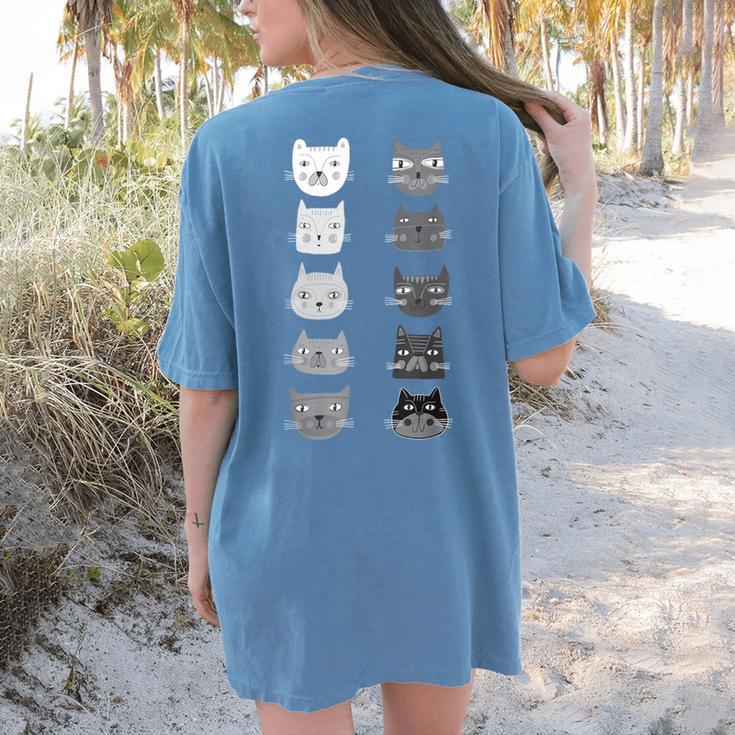 Cat Themed Artist Value Scale Educational Art Teacher Women's Comfort Colors T-Shirt Back Print