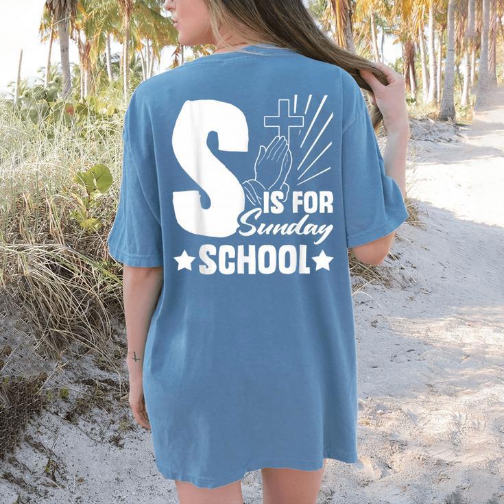 Christian Teacher S Is For Sunday School Essentials Women's Comfort Colors T-Shirt Back Print
