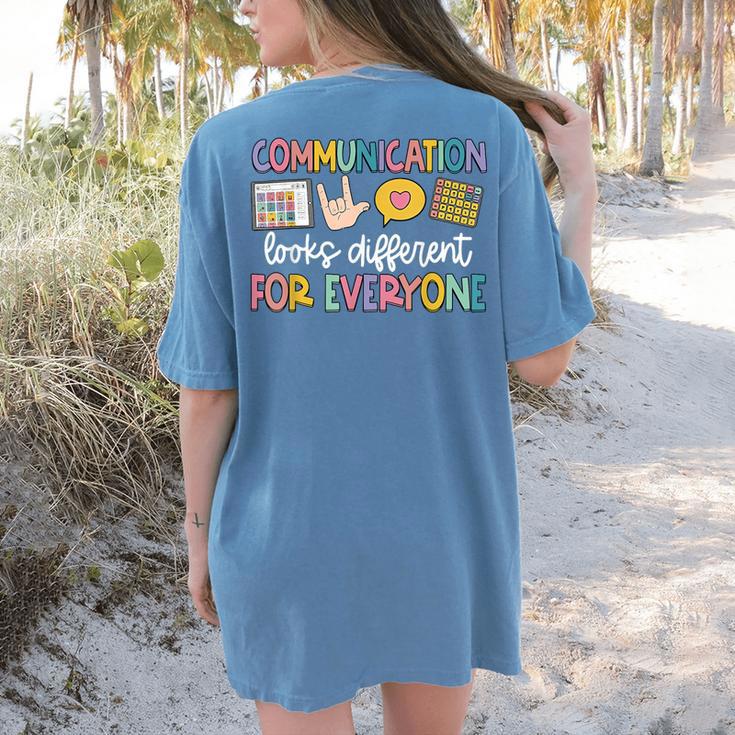 Communication Looks Different Tee Shirt Kids -Adults Teacher Animal Print Small Short Sleeve Classic Fit Crew Neck Polyester 100 Women's Comfort Colors T-Shirt Back Print