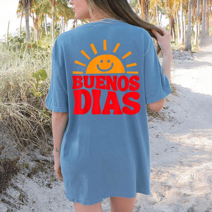 Cute Bilingual Spanish Teacher Buenos Dias Sunshine Women's Comfort Colors T-Shirt Back Print Cute Bilingual Spanish Teacher Buenos Dias Sunshine Women's Comfort Colors T-Shirt Back Print