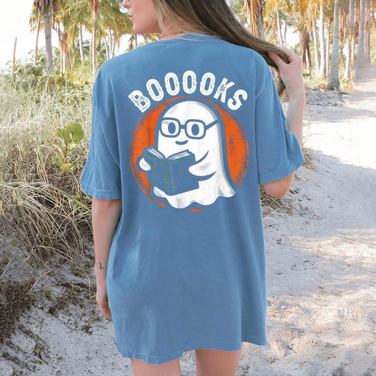 Cute Ghost Book Reading Books Lover Retro Halloween Teacher Women's Comfort Colors T-Shirt Back Print Cute Ghost Book Reading Books Lover Retro Halloween Teacher Women's Comfort Colors T-Shirt Back Print