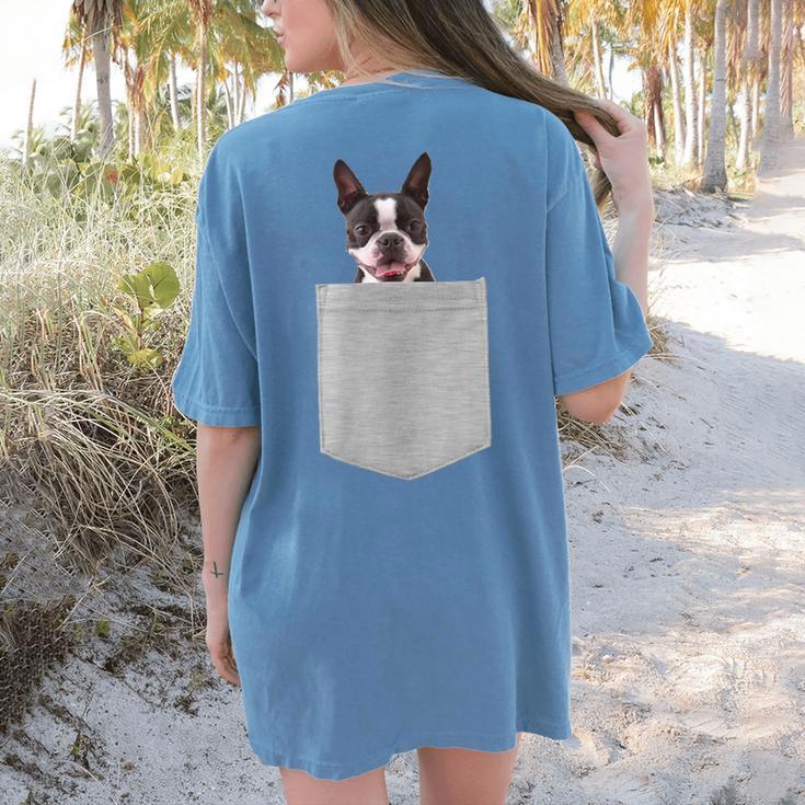 Dog In Your Pocket Boston Terrier For Men Women Girls Kids Women's Comfort Colors T-Shirt Back Print