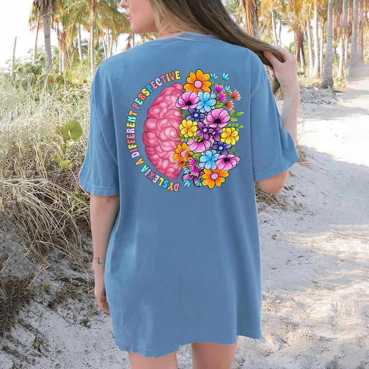 Dyslexia Different Perspective Reading Brain Floral Teacher Women's Comfort Colors T-Shirt Back Print Dyslexia Different Perspective Reading Brain Floral Teacher Women's Comfort Colors T-Shirt Back Print