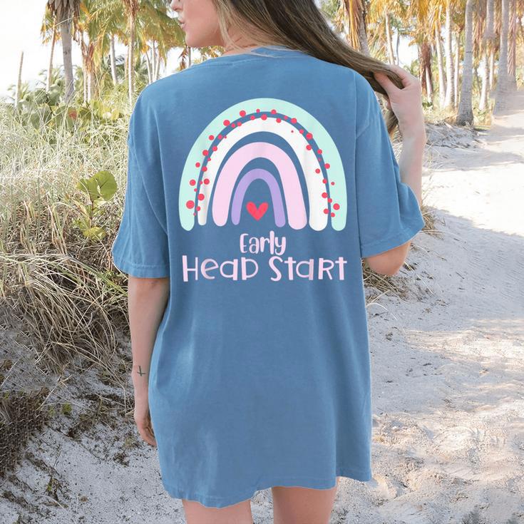 Early Headstart Cute Retro Rainbow Teachers Women's Comfort Colors T-Shirt Back Print