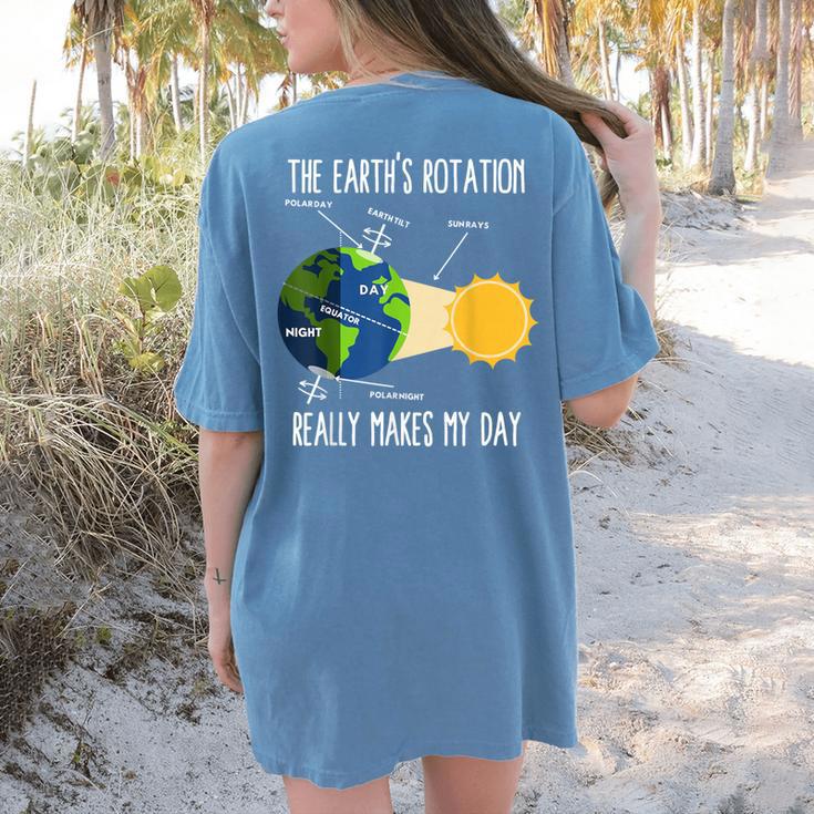 Earth Rotation Earth Day Science Teacher Kids Women Women's Comfort Colors T-Shirt Back Print