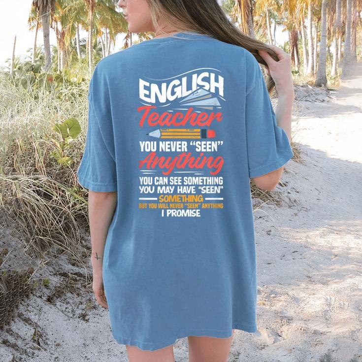 English Teacher Women's Comfort Colors T-Shirt Back Print English Teacher Women's Comfort Colors T-Shirt Back Print