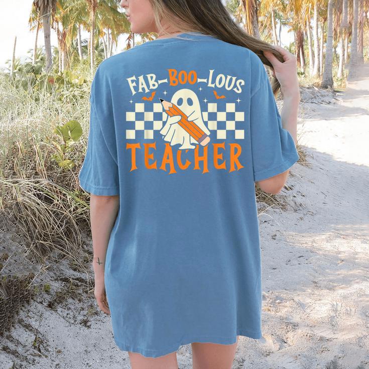 Fab Boo Lous Teacher Retro Ghost Spooky Halloween Costume Women's Comfort Colors T-Shirt Back Print Fab Boo Lous Teacher Retro Ghost Spooky Halloween Costume Women's Comfort Colors T-Shirt Back Print