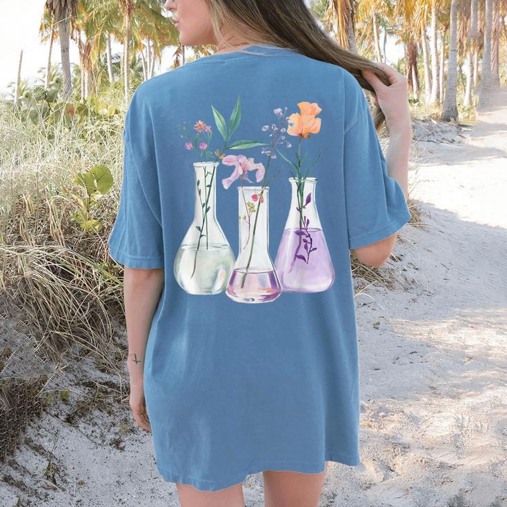 Flowers Test Tube Chemistry Student Science Teacher Women Women's Comfort Colors T-Shirt Back Print