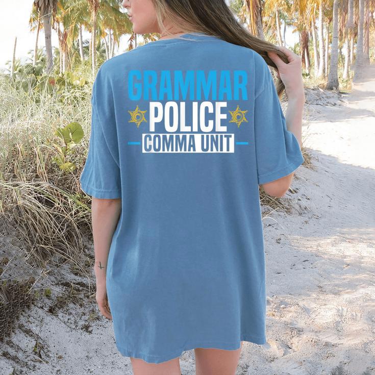 Grammar Police Comma Unit English Teacher Grammar Teacher For Men Women Women's Comfort Colors T-Shirt Back Print