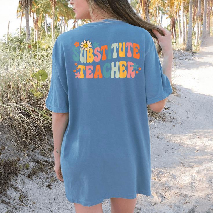 Groovy Substitute Teacher Retro Teacher Back To School Women's Comfort Colors T-Shirt Back Print