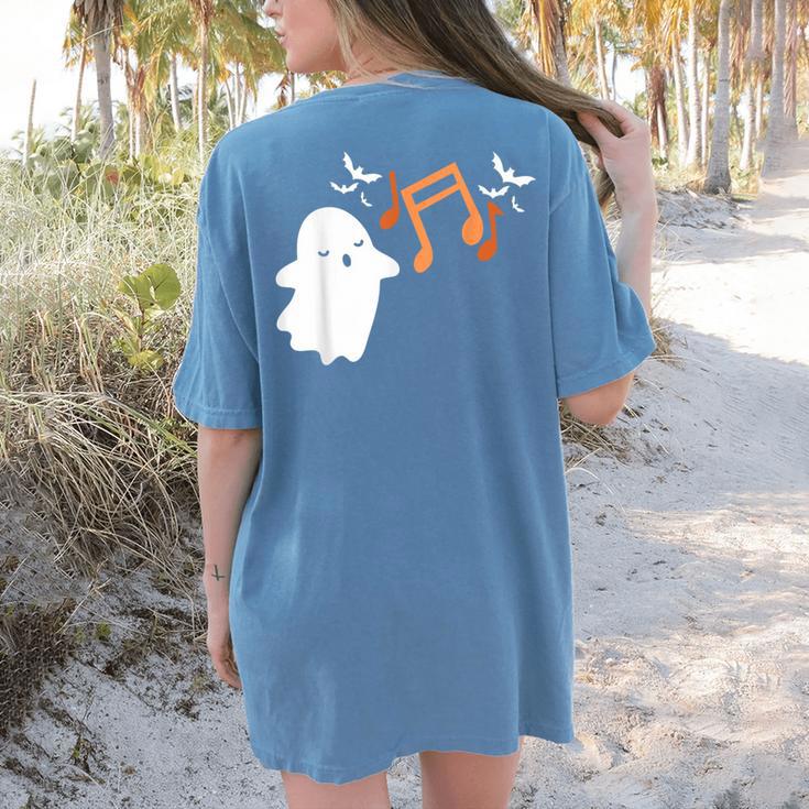 Halloween Music Note Ghost Teacher Fall Musical Instrument Women's Comfort Colors T-Shirt Back Print Halloween Music Note Ghost Teacher Fall Musical Instrument Women's Comfort Colors T-Shirt Back Print