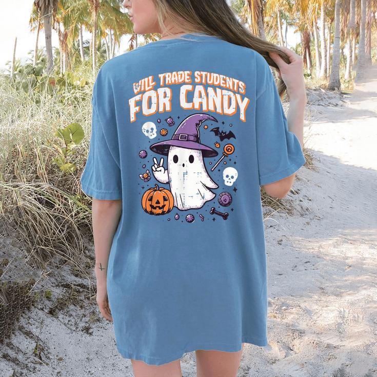 Halloween Teacher Trade Students For Candy Costume Women Women's Comfort Colors T-Shirt Back Print Halloween Teacher Trade Students For Candy Costume Women Women's Comfort Colors T-Shirt Back Print