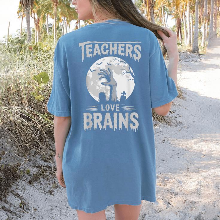 Halloween Teacher Tshirts Zombie Teachers Love Brains Women's Comfort Colors T-Shirt Back Print Halloween Teacher Tshirts Zombie Teachers Love Brains Women's Comfort Colors T-Shirt Back Print