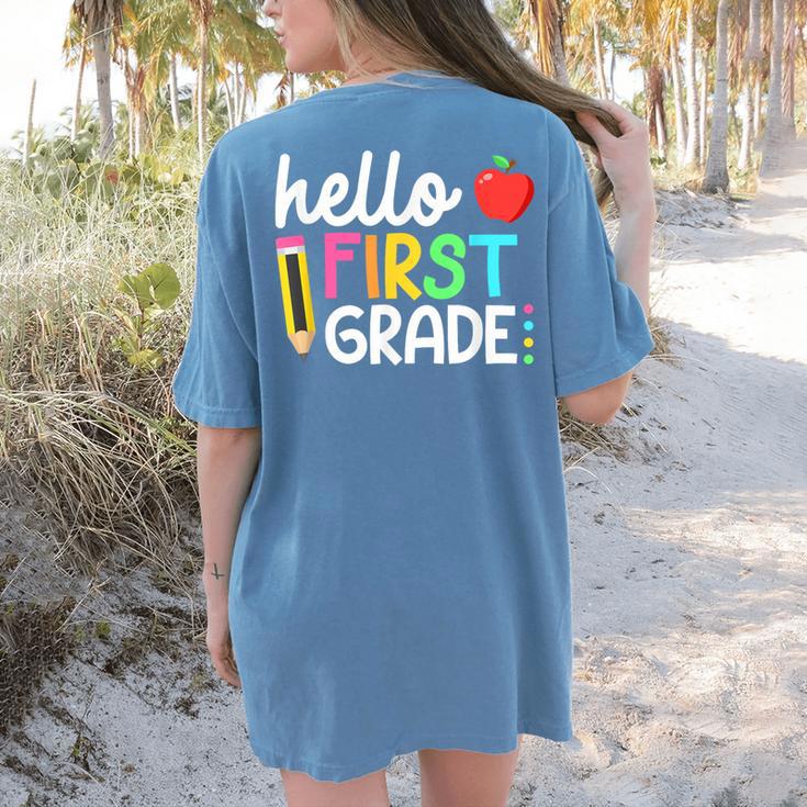 Hello First Grade Team 1st Grade Back To School Teacher Kids Women's Comfort Colors T-Shirt Back Print