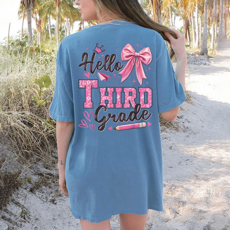 Hello Third Grade First Day Of School Coquette Teacher Girl Women's Comfort Colors T-Shirt Back Print