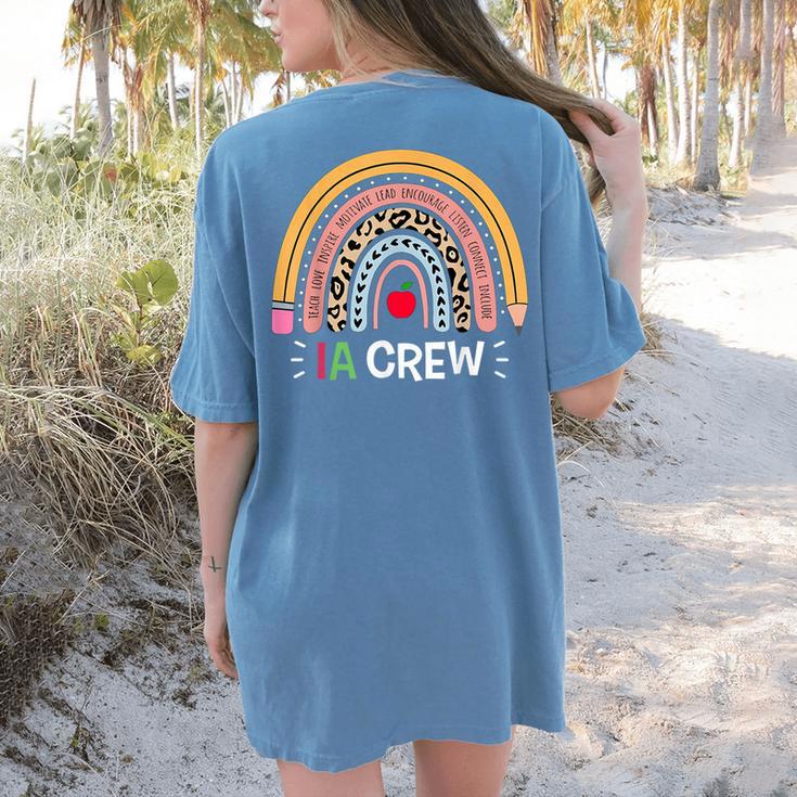 IA Crew Instructional Assistant Rainbow Teachers Aide Women's Comfort Colors T-Shirt Back Print
