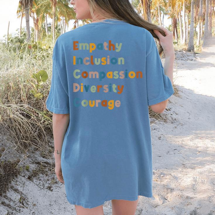Inclusive Teacher Diversity Inclusion Empathy Teacher Team Women's Comfort Colors T-Shirt Back Print