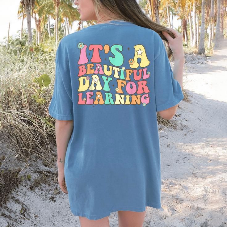 It's Beautiful Day For Learning Retro Teacher Students Women Women's Comfort Colors T-Shirt Back Print