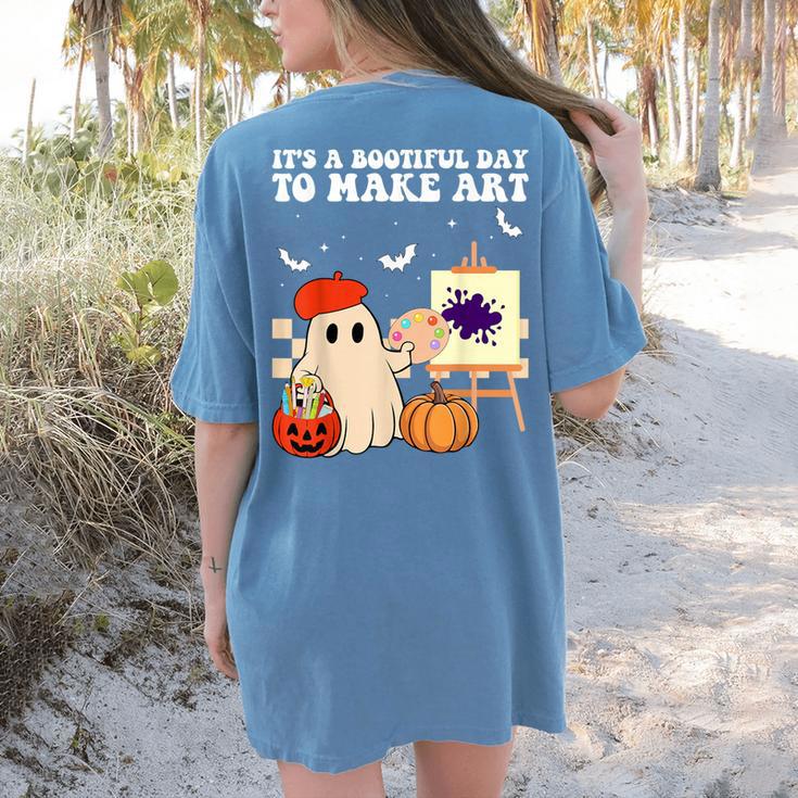 It's A Bootiful Day To Make Art Groovy Art Teacher Halloween Women's Comfort Colors T-Shirt Back Print It's A Bootiful Day To Make Art Groovy Art Teacher Halloween Women's Comfort Colors T-Shirt Back Print