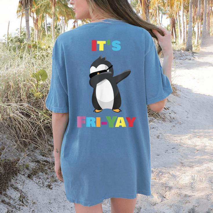 It's Fri-Yay Dabbing Penguin Friday Weekend Teacher Student Women's Comfort Colors T-Shirt Back Print It's Fri-Yay Dabbing Penguin Friday Weekend Teacher Student Women's Comfort Colors T-Shirt Back Print