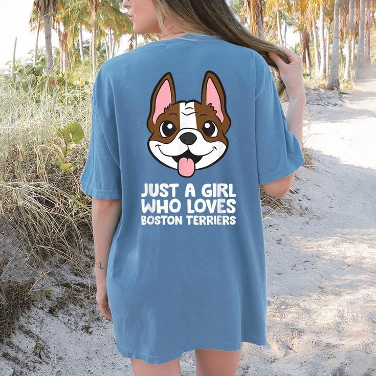 Just a Girl Who Loves Boston Terriers Women's Comfort Colors T-Shirt Back Print