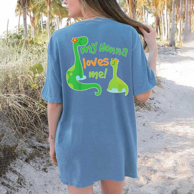 Kids My Nonna Loves Me Dinosaur Grandson Women's Comfort Colors T-Shirt Back Print