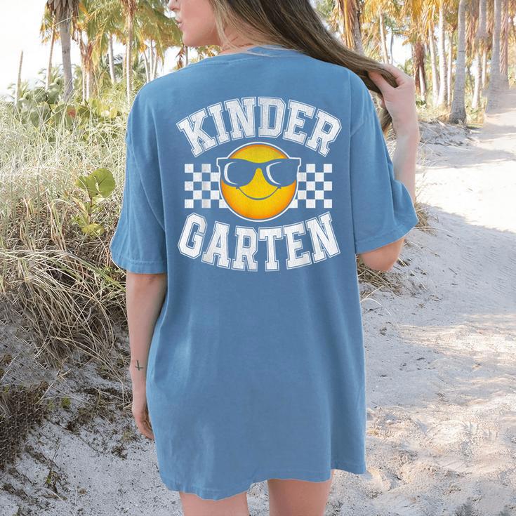 Kindergarten Teacher First Day Of Kinder Back To School Women's Comfort Colors T-Shirt Back Print Kindergarten Teacher First Day Of Kinder Back To School Women's Comfort Colors T-Shirt Back Print