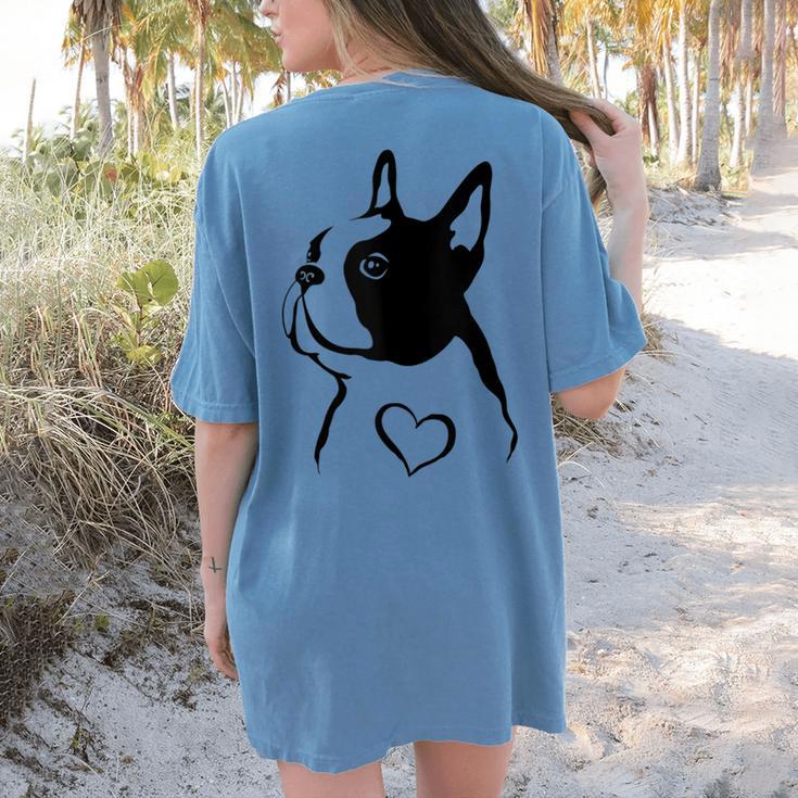 I Love My Boston Terrier Dog With Heart Women's Comfort Colors T-Shirt Back Print