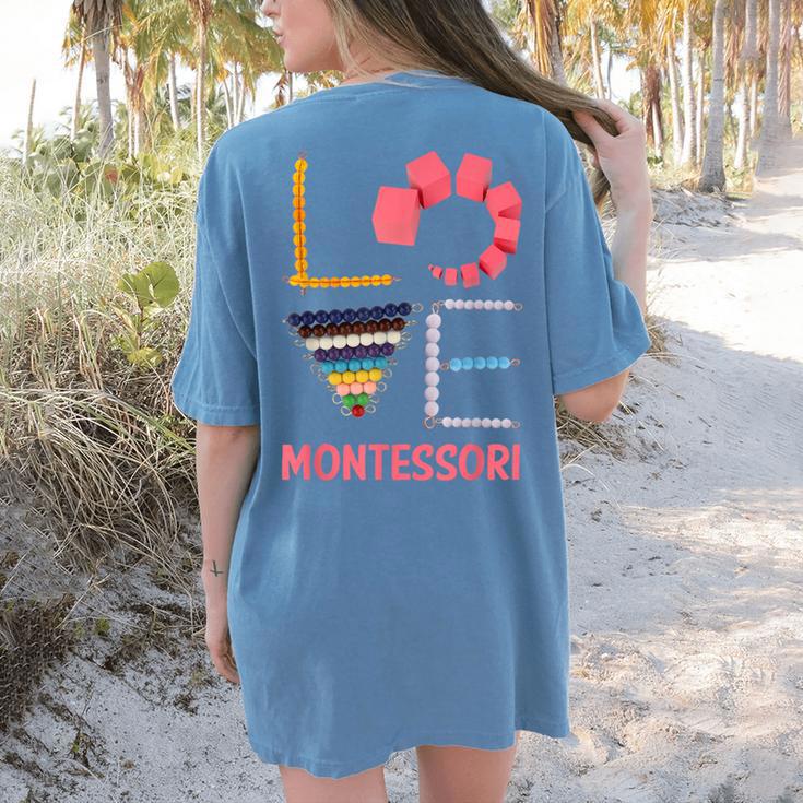 Love Montessori Education Math Teacher Women's Comfort Colors T-Shirt Back Print Love Montessori Education Math Teacher Women's Comfort Colors T-Shirt Back Print