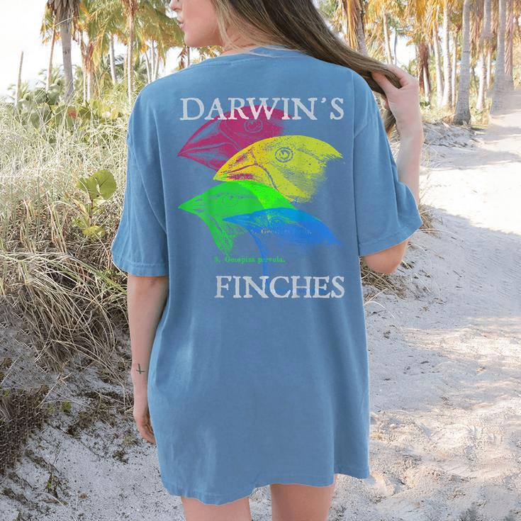 Nerdy Darwin's Finches Evolution Science Biology Teacher Women's Comfort Colors T-Shirt Back Print