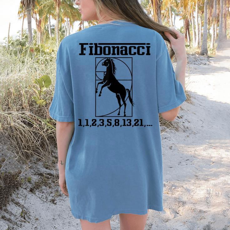 Nerdy Fibonacci Racing Car Horse Math Teacher Men Women Girls Kids Women's Comfort Colors T-Shirt Back Print