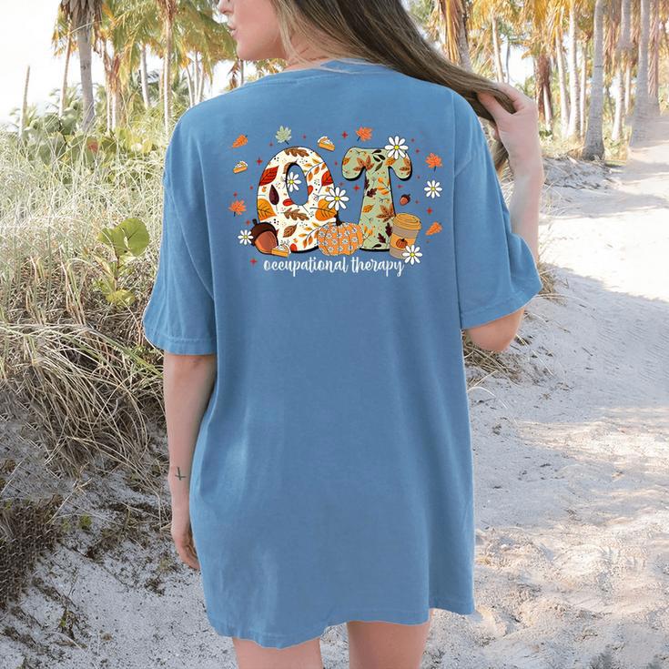 Occupational Therapy Fall Autumn Pumpkin Flower OTA Teacher Women's Comfort Colors T-Shirt Back Print