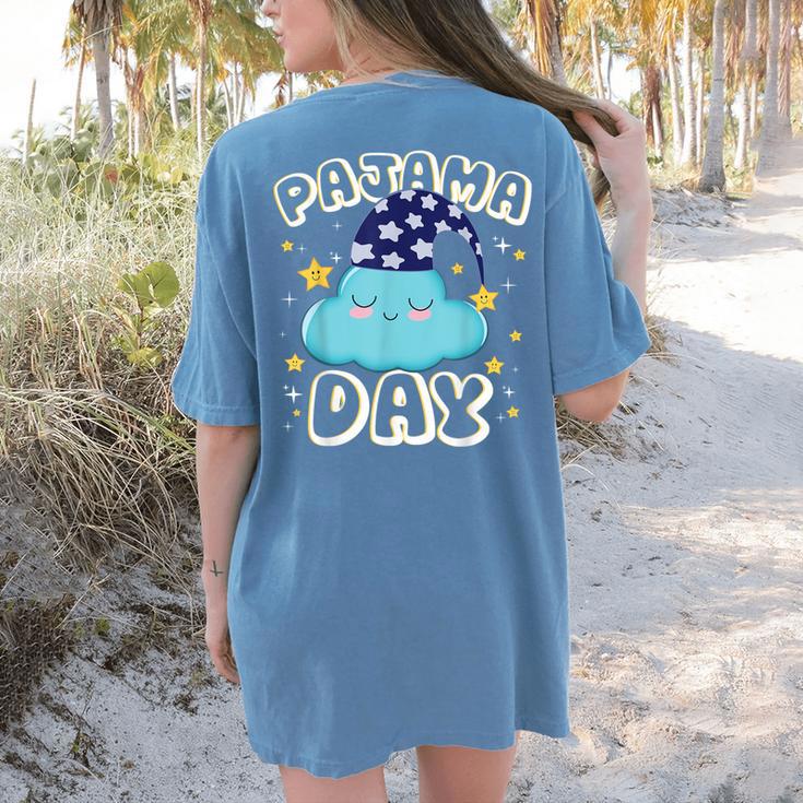 Pajama Day School Spirit Week Fun Cloud Teacher Student Women's Comfort Colors T-Shirt Back Print