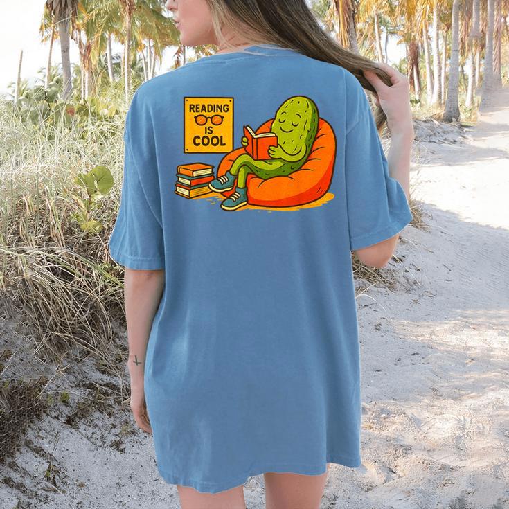 Pickle Reading Books Bookworm Teacher Librarian Kids Retro Women's Comfort Colors T-Shirt Back Print Pickle Reading Books Bookworm Teacher Librarian Kids Retro Women's Comfort Colors T-Shirt Back Print