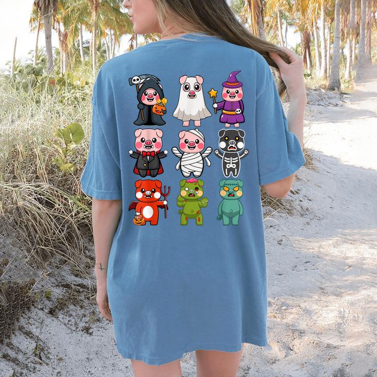 Pig Spooky Ghost Witch Boo-Jee Horror Pumpkin Pig Halloween Women's Comfort Colors T-Shirt Back Print