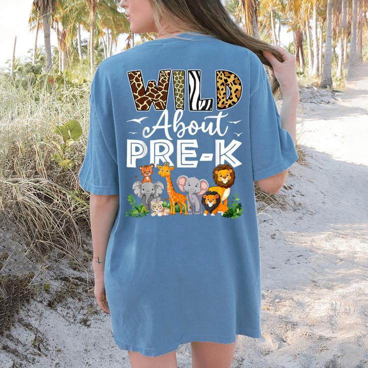 Pre-k Teacher Kids Back To School Wild About Pre-k Women's Comfort Colors T-Shirt Back Print Pre-k Teacher Kids Back To School Wild About Pre-k Women's Comfort Colors T-Shirt Back Print