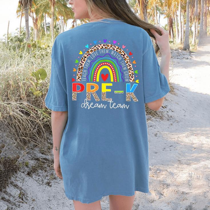 PreK Dream Team Leopard Rainbow Teacher Squad Back To School Women's Comfort Colors T-Shirt Back Print PreK Dream Team Leopard Rainbow Teacher Squad Back To School Women's Comfort Colors T-Shirt Back Print