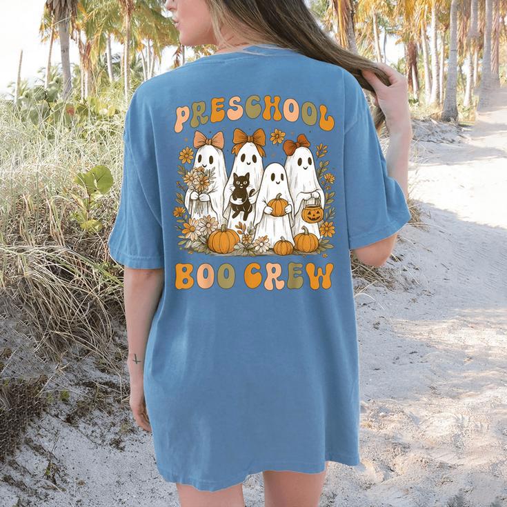 Preschool Boo Crew Halloween Teacher Ghost Costume Matching Women's Comfort Colors T-Shirt Back Print