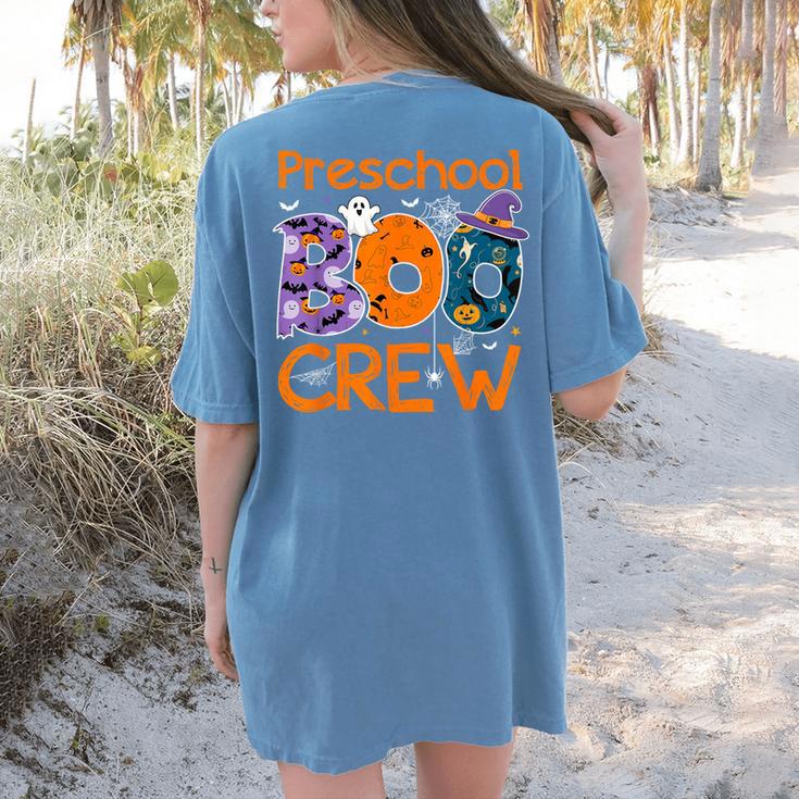 Preschool Boo Crew Preschool Halloween Teacher Kids Women's Comfort Colors T-Shirt Back Print Preschool Boo Crew Preschool Halloween Teacher Kids Women's Comfort Colors T-Shirt Back Print