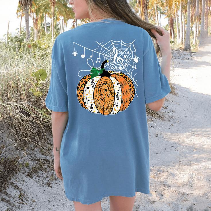 Pumpkin Music Teacher Halloween Fall Music Notes Autumn Women's Comfort Colors T-Shirt Back Print Pumpkin Music Teacher Halloween Fall Music Notes Autumn Women's Comfort Colors T-Shirt Back Print