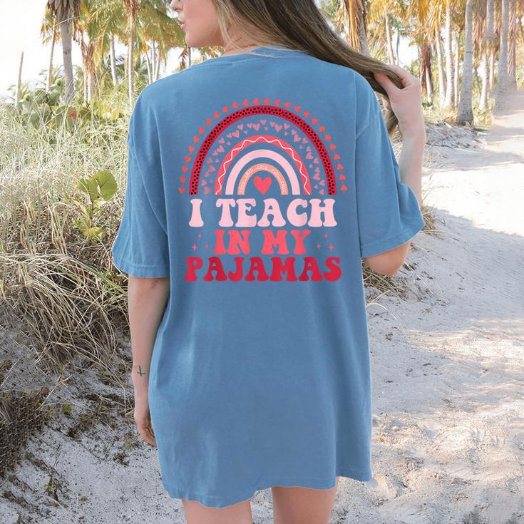 Rainbow Retro Homeschool Mom Teacher I Teach In My Pajamas Women's Comfort Colors T-Shirt Back Print Rainbow Retro Homeschool Mom Teacher I Teach In My Pajamas Women's Comfort Colors T-Shirt Back Print